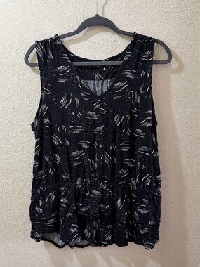 Black Abstract Print Tank Top Size L